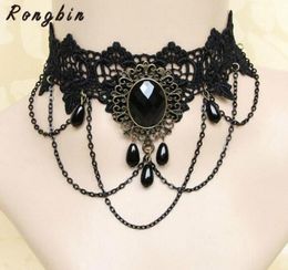 Vintage Gothic Black Lace Choker Necklace For Women Flower Chocker Statement Collar Bijoux Femme Collier Collares2352014