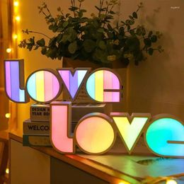 Table Lamps 3D LOVE Heart Neon Light Sign Decoration Desk Lamp Romantic Atmosphere LED Night For Weeding Valentine's Year Gifts