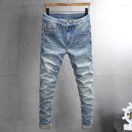 Men's Jeans Fashion Streetwear Men High Quality Retro Blue Stretch Slim Fit Vintage Casual Designer Denim Pants Hombre