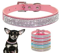 Bling Dog Collar Rhinestone Pu Leather Crystal Diamond Puppy Cat Collar Pet Collars Pets Supplies Dog Accessories3287055