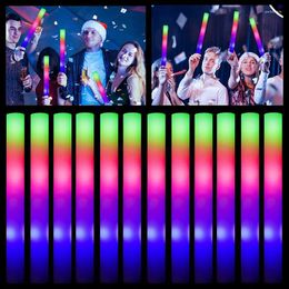 Party Decoration 15/30pcs Glow Sticks Colorful RGB LED Foam Stick Dark Light For Birthday Wedding Xmas Supplies