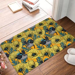 Bath Mats Cute Birds Print Foot Mat For Shower Home Decor Flower Quick Drying Retro Bathroom Absorbent Non-slip Toilet