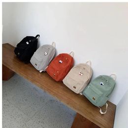 Storage Bags Korean Style Personalised Corduroy Bag Fashion Solid Colour Women Backpack Teenagers School Travel For Children