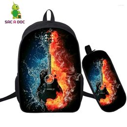 Backpack Music Lover Guitar Print Fashion Rucksack Women Note Backpacks For School Teenagers Girls 3d Pan Bag Plecak