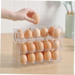 Kitchen Storage Egg Box Plastic Organizer Rolling Slide Container Multi-layer Refrigerator Holder Tray Organizations Accessories