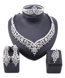 African Crystal Jewellery Set Fashion Indian Jewellery Sets Bridal Wedding Party Elegant Women Necklace Bracelet Earrings Ring6933284