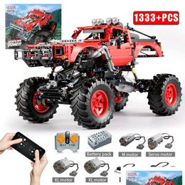 Blocks City Red By Remote Control Off Road Car Building All Terrain Technical Vehicle Moc Bricks App Sets Toys For Kids Gifts Drop Del Otgvb