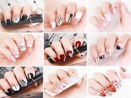 24PCS Full Cover Fake Nail Tips Reusable False Nail Art Form Mixed Size Extension Tips With Adhesive Sticker Manicure Tool2288159