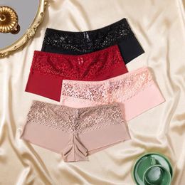 Women's Panties Boxers Sexy Lace Perpective Seamless Female Underwear Elasticity Breathable Shorts Women Solid Lingerie