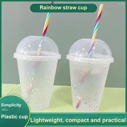 Disposable Cups Straws Matte Finish Coffee Mug 16oz/500ml For Kitchen Changing Confetti Reusable With Lid And Straw Drinkware Plastic