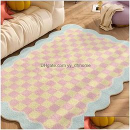 Carpets Carpet For Living Room Plaid Large Area Children Bedroom Fluffy Rug Home Decoration Cloakroom P Mat Tapete Drop Delivery Gar Dhemd