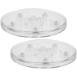 Storage Bottles 2 Pcs Transparent Turntable Plastic Trays Food Rotating Practical Plate Condiment Bearing Swivel Metal 360-degree