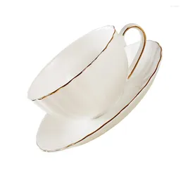 Cups Saucers 1 Set Bone Porcelain Pure White Gold Inlaid Coffee Cup And Saucer For Home