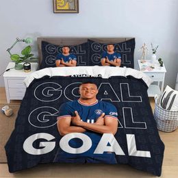 Bedding Sets 3 Piece Matte Polyester Fabric Set Gentle Skin Friendly Warm Sports Football Stars Portrait Printing