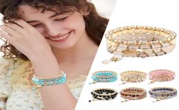 Bangle Navy Blue Jewellery For Women Stackable Bead Bracelets Ladies Mens Stretch Multilayer Bracelet Set Matching Watches CouplesBa1818109