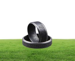 316L Stainless steel Odin Norse Viking Amulet Rune Fashion Style MEN and women fashion words RETRO Rings Jewellery with wooden box P9780460
