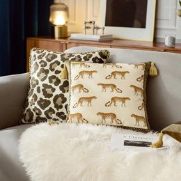 Pillow 18x18 Leopard Print Patio Cover Decorative No Insert Modern Art Home Cheetah Velvet Soft Sofa Chair Coussin