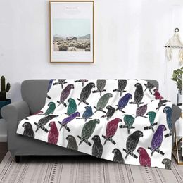 Blankets Birds Pet Print Blanket Watercolour Parrot Bird Pattern Super Soft Bedspread Aesthetic Fleece Couch Throw