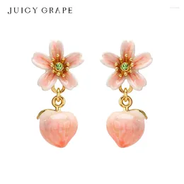 Dangle Earrings Water Peach For Women French Light Luxury Elegant Eardrops Enamel Handcrafted Fashionable Jewellery Trendy
