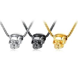 Skull Bullet Charm Necklace Skeleton PendantPunk StyleGothicGoth Halloween Supply Gift Retro Vintage Stainless Steel Necklace 26649325790