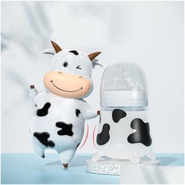 Baby Bottles Sile Feeding Bottle Cute Cow Imitating Breast Milk For Born Infant Anti-Colic Anti-Choking Supplies 220414 Drop Delivery Otefj