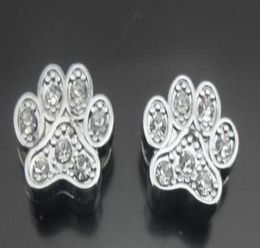 Whole 100pcslot 8mm rhinestones paw slide charm Fit for 8MM diy leather keychains phone strips8346576