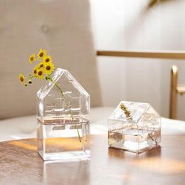 Vases Flower Glass Vase Decorative Centrepiece For Home Wedding Pomegranate Mushroom House Shape Table Transparent