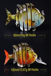 Top Quality 6PcsSet 1x 81x6 Sections Fishing Lure 6 8 FishingHook Swimbait Fish bait Artificial Bass Baits6820638