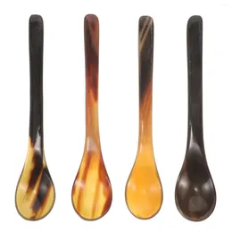 Spoons 4 Pcs Horn Honey Spoon Stirring Natural Teaspoons Ice Appetiser Horns Multi-use Coffee For Bar