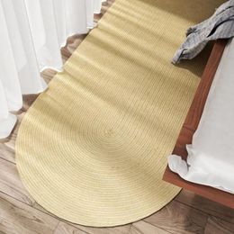 Carpets Japanese Hand Woven Thicken Oval Rugs Soft Cosy Non-Slip Washable Durable Handmade Area Carpet Bedroom Living Room Mat