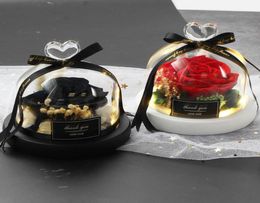 Decorative Flowers Wreaths Real Roses In Flask Glass Dome Rose Eternal Preserved Valentines Day Gift Girlfriend4679322