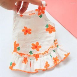 Dog Apparel Cartoon Floral Summer Dress For Dogs Chihuahua Puppy Vest One Piece Pet Supplies Spring Female Sphinx Cat Luxury Clothes