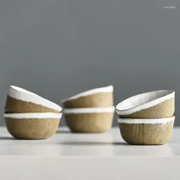 Mugs Japanese Handmade Irregular Rough Ceramic Tea Cup Set Small Cotton Lined Baijiu