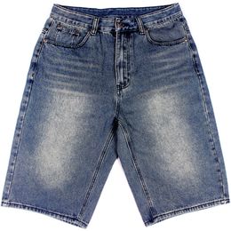 Plus size jeans shorts baggy shorts High street mid waist knee length denim shorts men's skate sport outdoor pants washed summer cowboy size 30-46