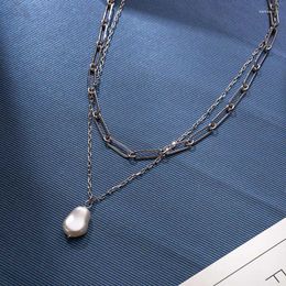 Pendant Necklaces Simple Elegant And Gentle Double-Layer Pearl Necklace With A Light Luxury High-End Design Hip-Hop Collarbone Chain