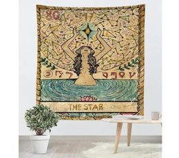 Tarot Card Old Vintage Tapestry Witchcraft Astrology Star Moon Goddess Sea Nymph Mermaid Bed Decoration Blanket Wall Cloth Y2003242904135