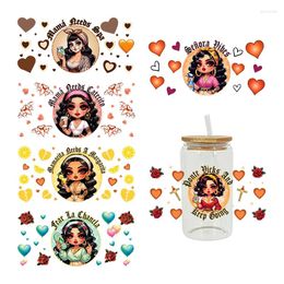 Window Stickers Little Girl UV DTF Transfer Happy Juice Printed Sticker For The 16oz Libbey Glasses Wraps Bottles D15752