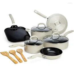 Cookware Sets Premium Non-Stick Set Dishwasher Safe Pots And Pans Diamond Reinforced Coating Made Without PFOA