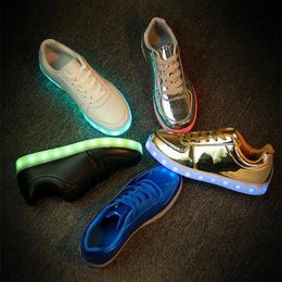 EUR 31-46 Luminous Sneakers USB Charge Led Children Shoes Boy Girl Men Women Glowing Tennis Kids Light up Shoes 240511