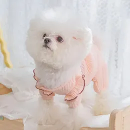 Dog Apparel Cat Jumpsuit Adorable Pet Bodysuit Floral Embroidery Summer Romper Clothes