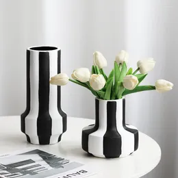 Vases Epeiushome Black And White Striped Ceramic Vase Decorations Coffee Table Dining Ornaments Modern Nordic Ins Flower Insert