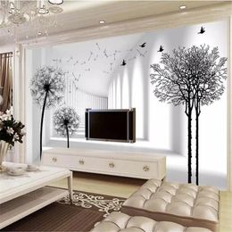 Wallpapers Wellyu Custom Wallpaper 3d Murals Corridor Dandelion Trees Birds TV Background Wall Living Room Bedroom Papier Peint