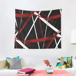 Tapestries Seamless Abstract Red And White Lines On Black Pattern Tapestry Decoration For Rooms Decor Room