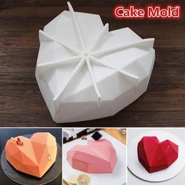 Baking Moulds 1Pc 3D Diamond Love Heart Dessert Cake Mould Silicone Mousse Pastry Mould