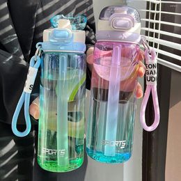 Water Bottles 750ML Fitness Kettle Plastic Cup With Straw Large Capacity Outdoor SportsGradient Bottle For Camping Climbing Hiking