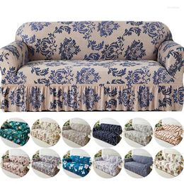 Chair Covers 1pc Floral Printed Sofa Slipcover Elastic Couch Cover With Skirt Furniture Protector For Bedroom Office Living Room Home Decor