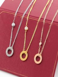 2019 LOVE Circle Pendant Rose Gold Silver Colour Necklace for Women Vintage Collar Costume Jewellery with original box set7282874