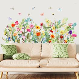 Window Stickers 1pc Removable Flower Plant Pattern Sticker Sunflower Butterfly Self-adhesive Wall For Kids Room Decor