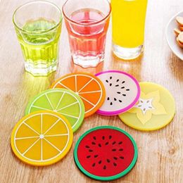 Table Mats 6pcs Fruit Shape Cup Silicone Slip Insulation Pad Mat Drink Holder Mug Stand Home Decor Kitchen Accessory