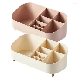 Storage Boxes Plastic Makeup Organizers Box Countertop Cosmetic Case Container Large Capacity Milky White With Grid